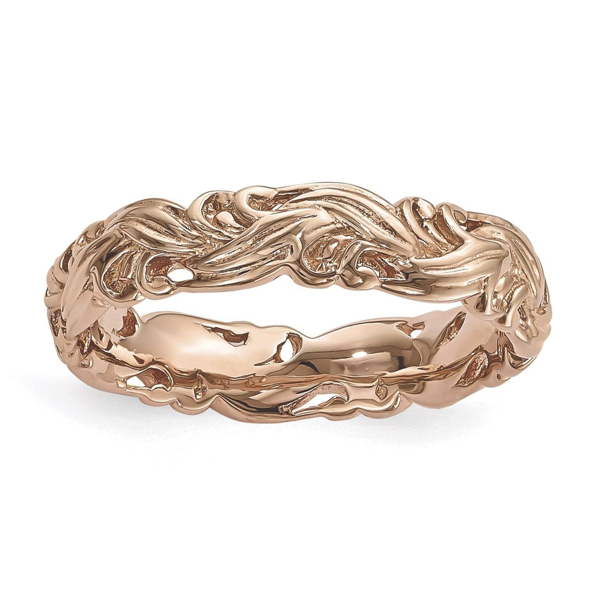 Sterling Silver Pink-plated Carved Band, Size 5 J644