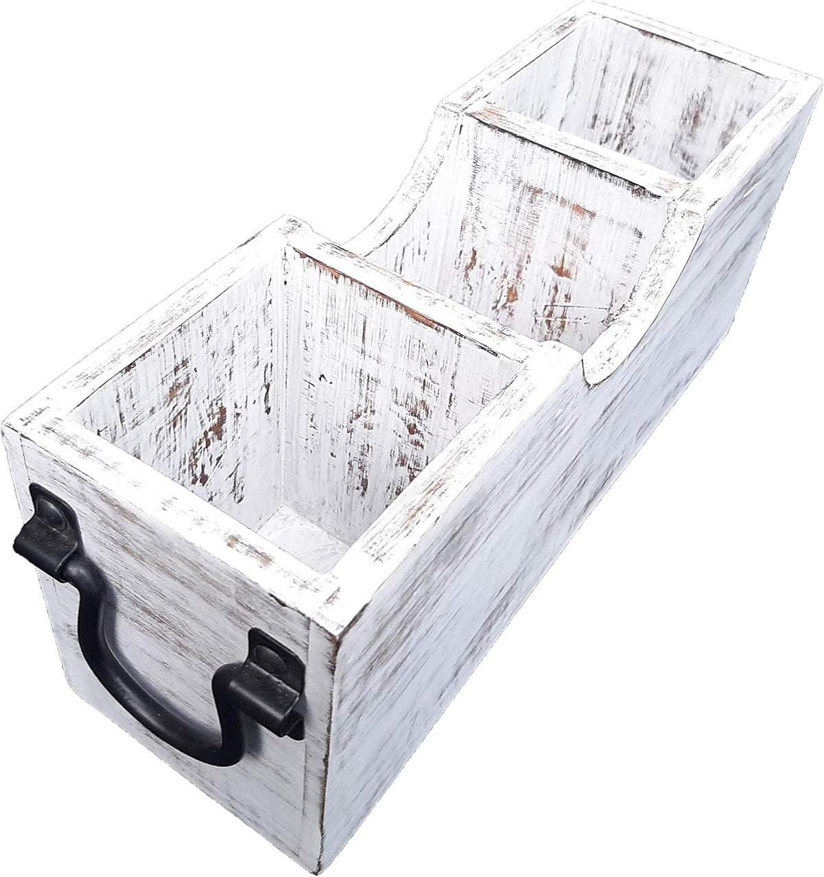 White Wood Silverware Holder Caddy V67253