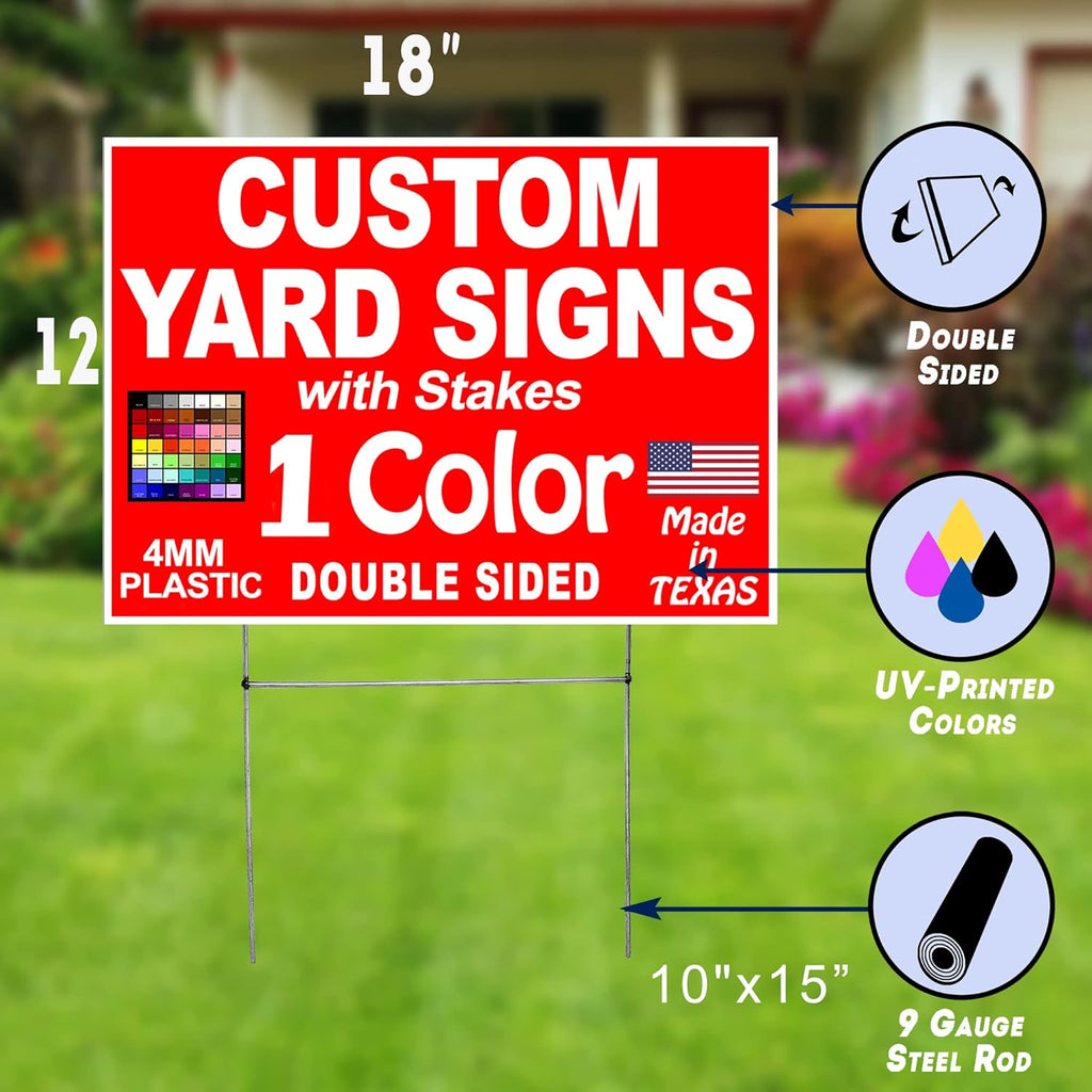 12x18" Double Sided Yard Signs with Metal Ground Stakes W117433