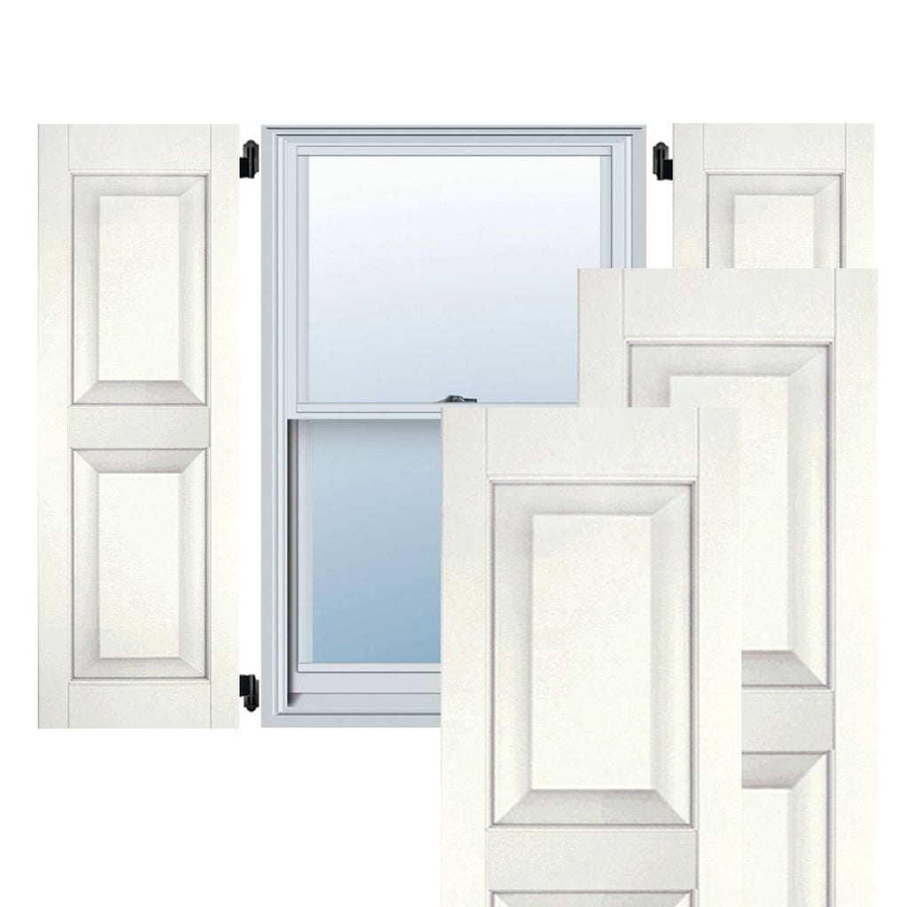 White Raised Panel Shutters Pair F844