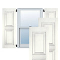White Raised Panel Shutters Pair F844