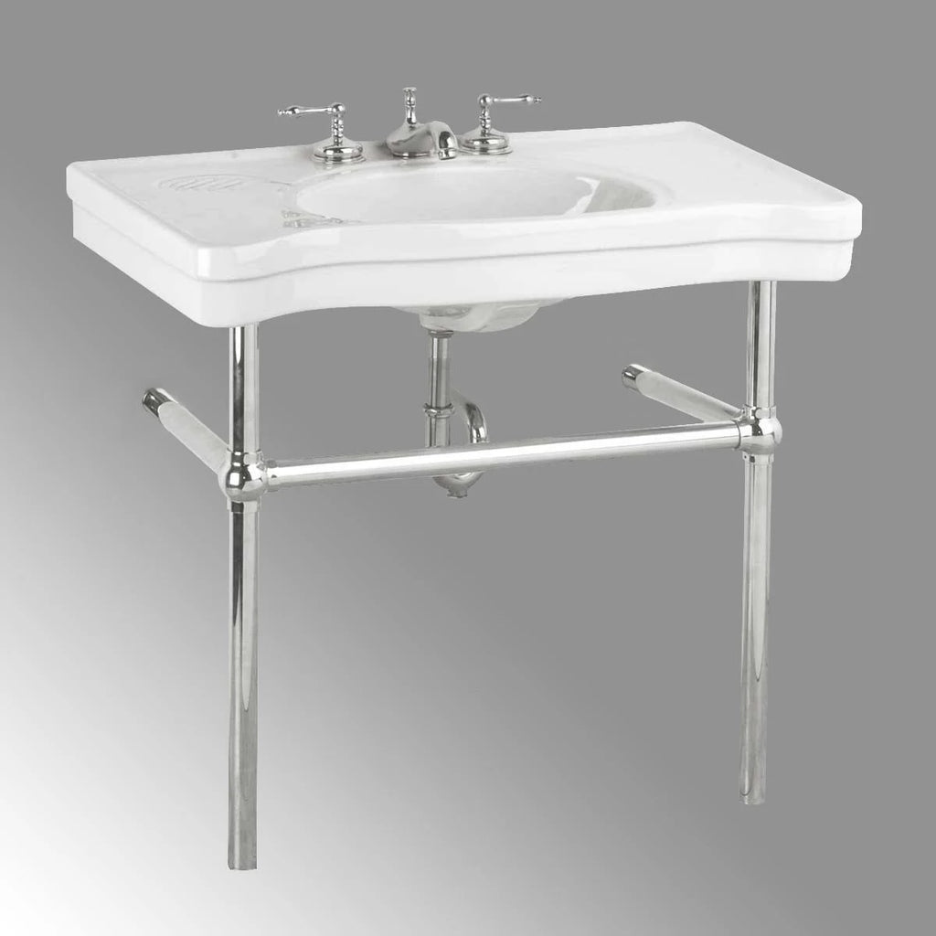 White Console Sink with Chrome Bistro Legs H730