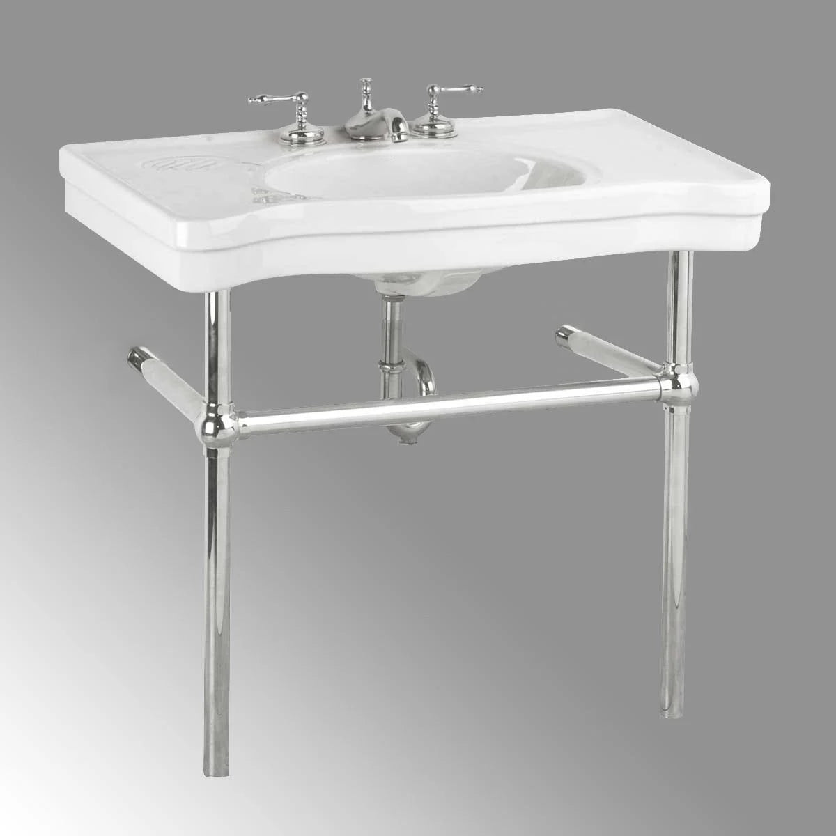 White Console Sink with Chrome Bistro Legs H730