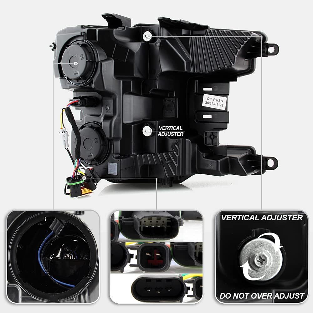 Black LED Tube Projector Headlights Set Left+Right X333118