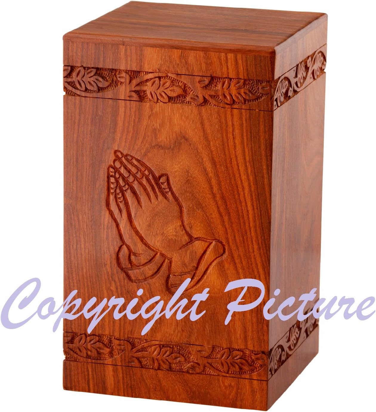Solid Rosewood Cremation Urn with Hand-Carved Cross Design, Pack of 2 P365139