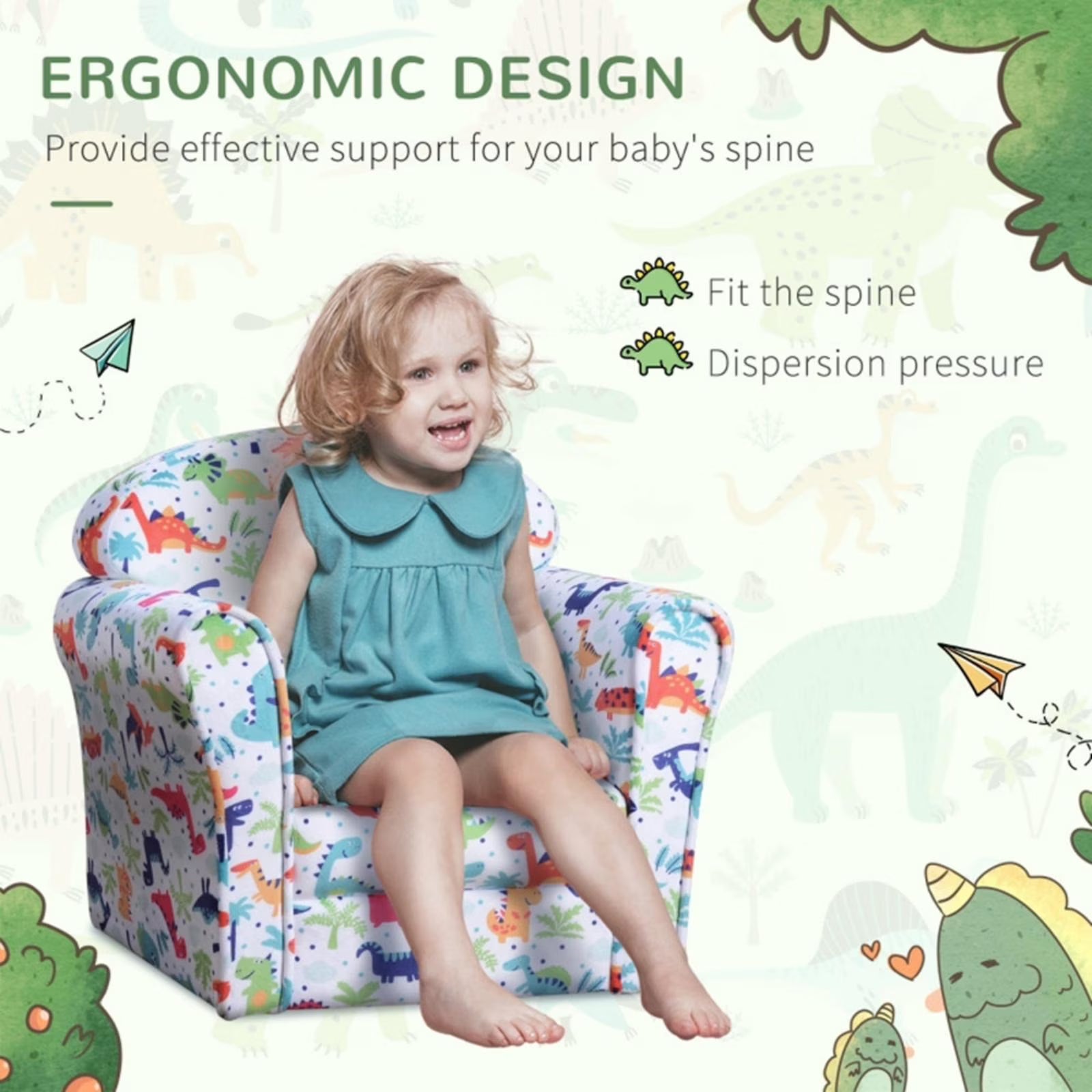 Dinosaur Toddler Kids Play Couch Sofa Chair V10421