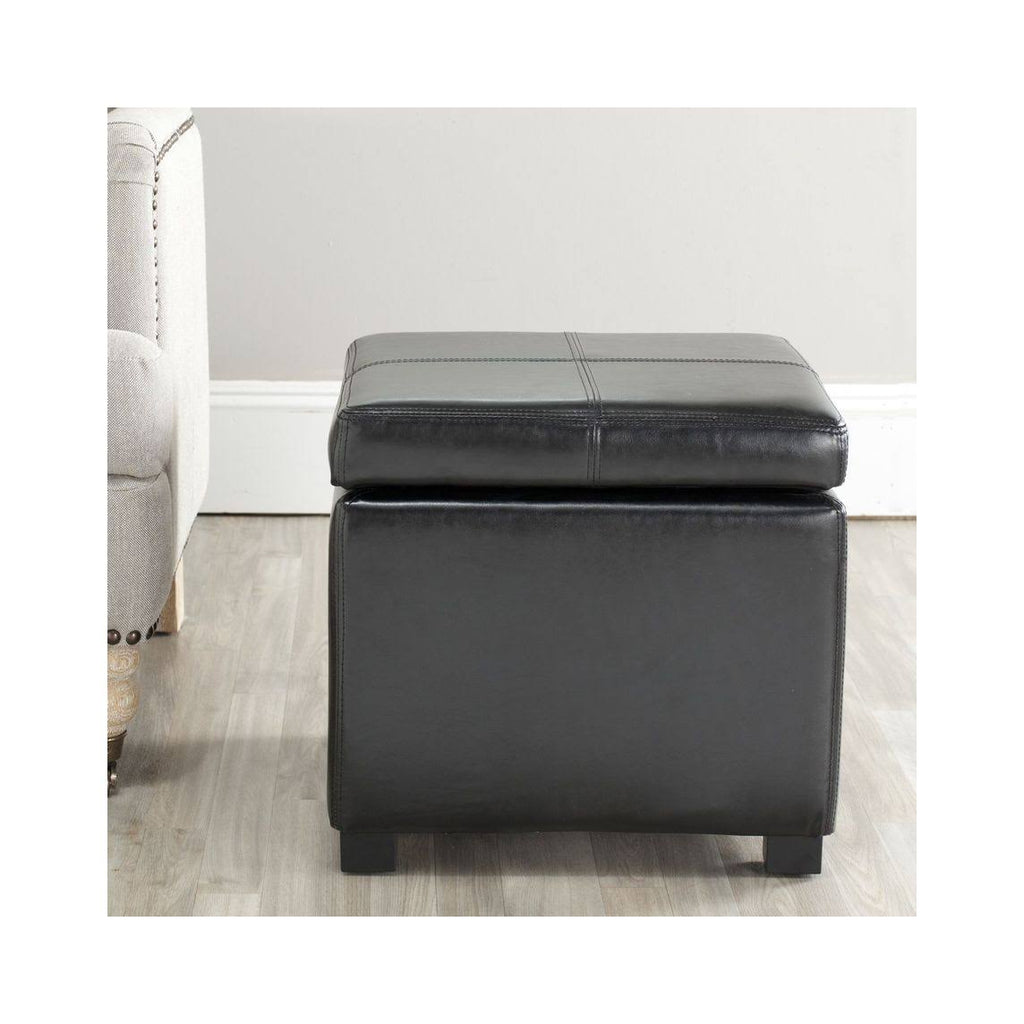 Black Leather Ottoman F699