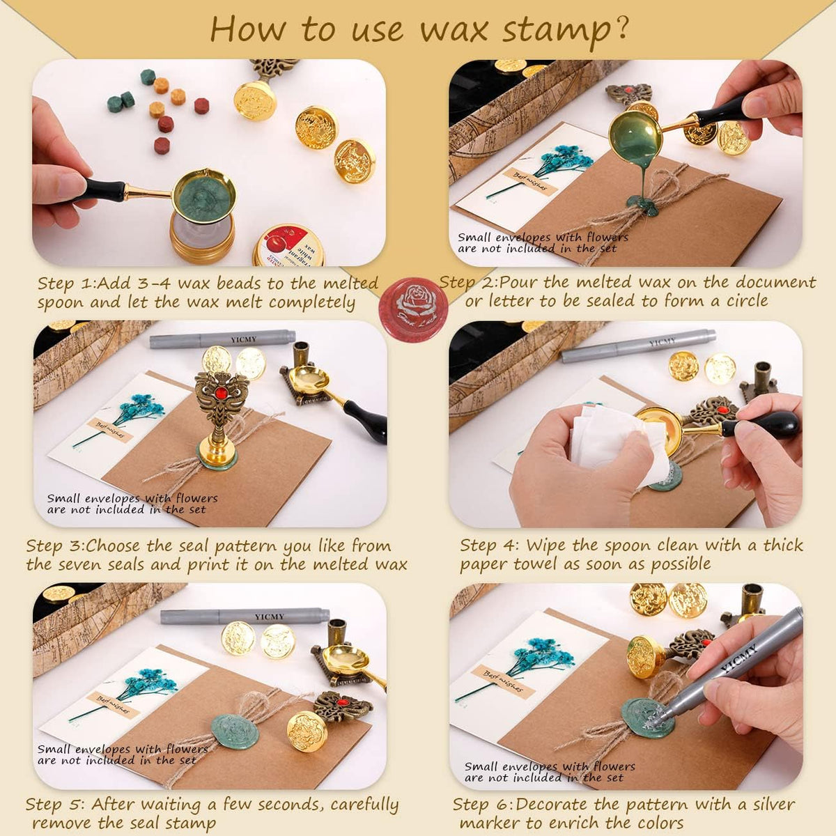 Pheasant Quill Pen and Ink Set Wax Seal Stamp Kit with Leather Journal Notebook Feather Dip Pen, Calligraphy Pen Set, 7 Wax Stamp Heads, Pack of 2 V7105