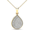 10K Yellow Gold Diamond Teardrop Pendant Necklace V3603