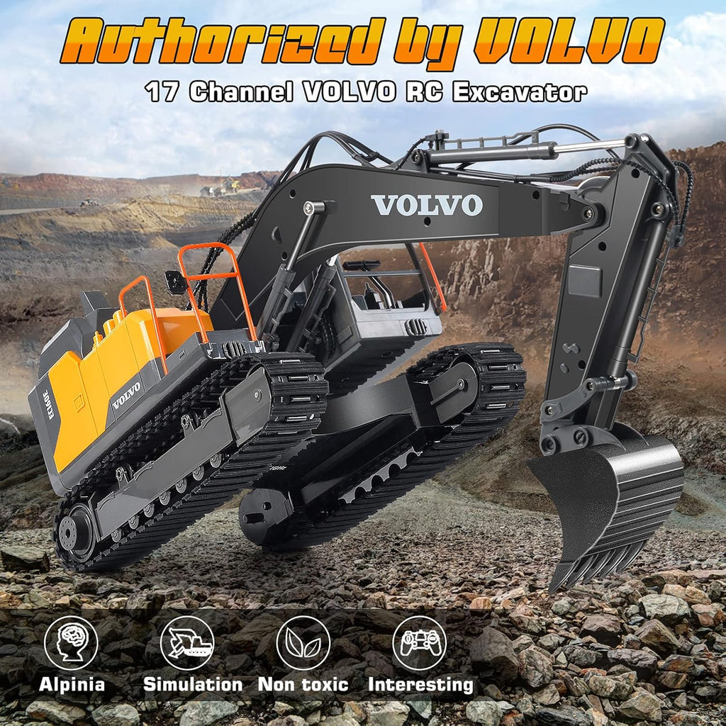 3 in 1 RC Excavator Construction Truck Metal Shovel and Drill 1/16 Scale Remote Control Excavator F730