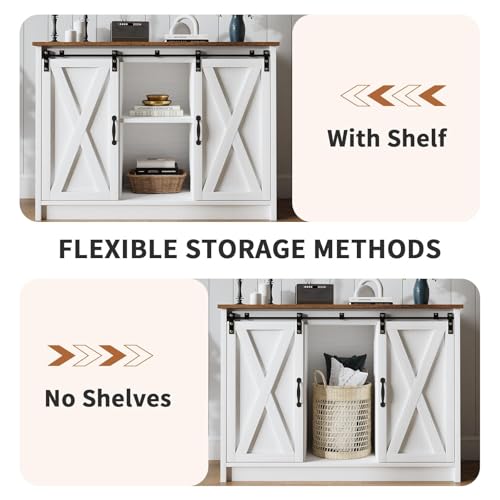 Coffee Bar Cabinet with Sliding Barn Doors, 42” Sideboard Buffet Cabinet with Storage, Espresso V754