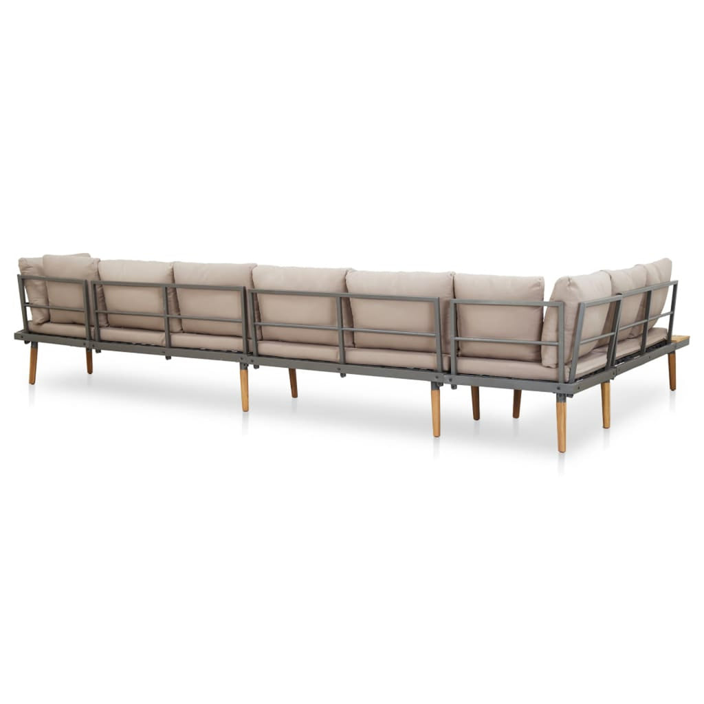 8-Seater Cushioned Acacia Wood Patio Lounge Set with 2 Coffee Table P465