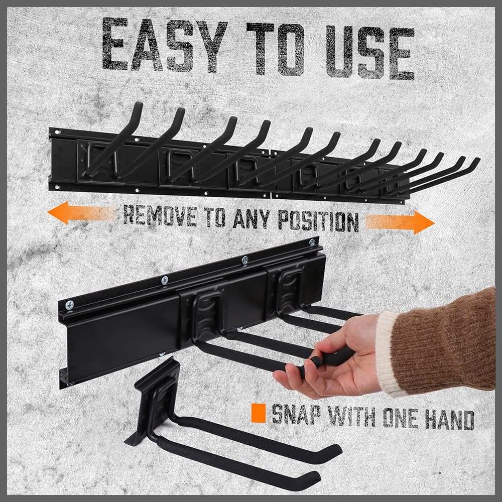 Heavy Duty Garage Storage Tool Organizer Rack with 9 Double Hooks, 64-Inch, 600LB, Pack of 2 E58676