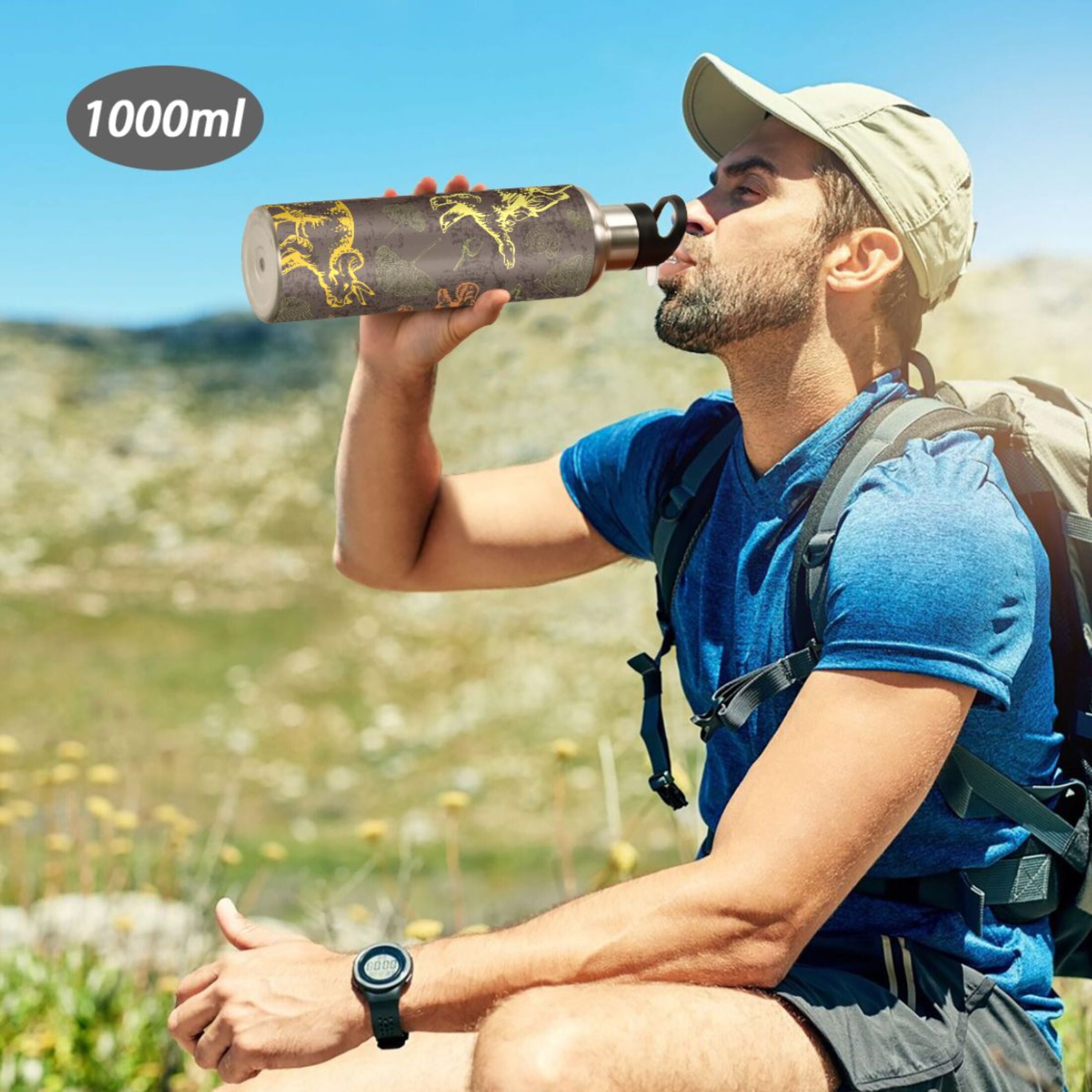 Stainless Steel Insulated Thermos Vacuum Flask Water Bottle with Straw Lid E86657