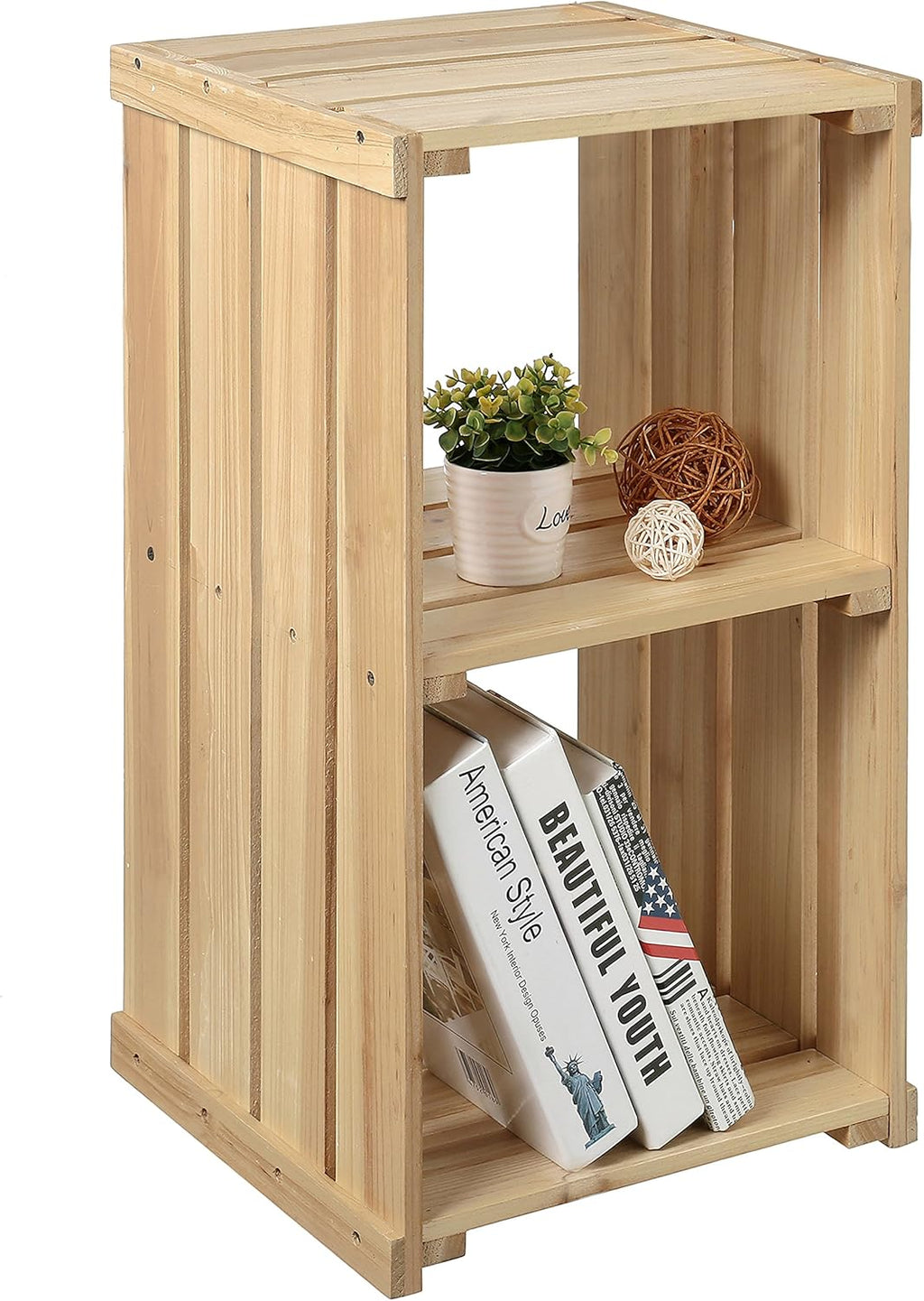 2 Tier Dark Gray Wood Storage Shelf T5441