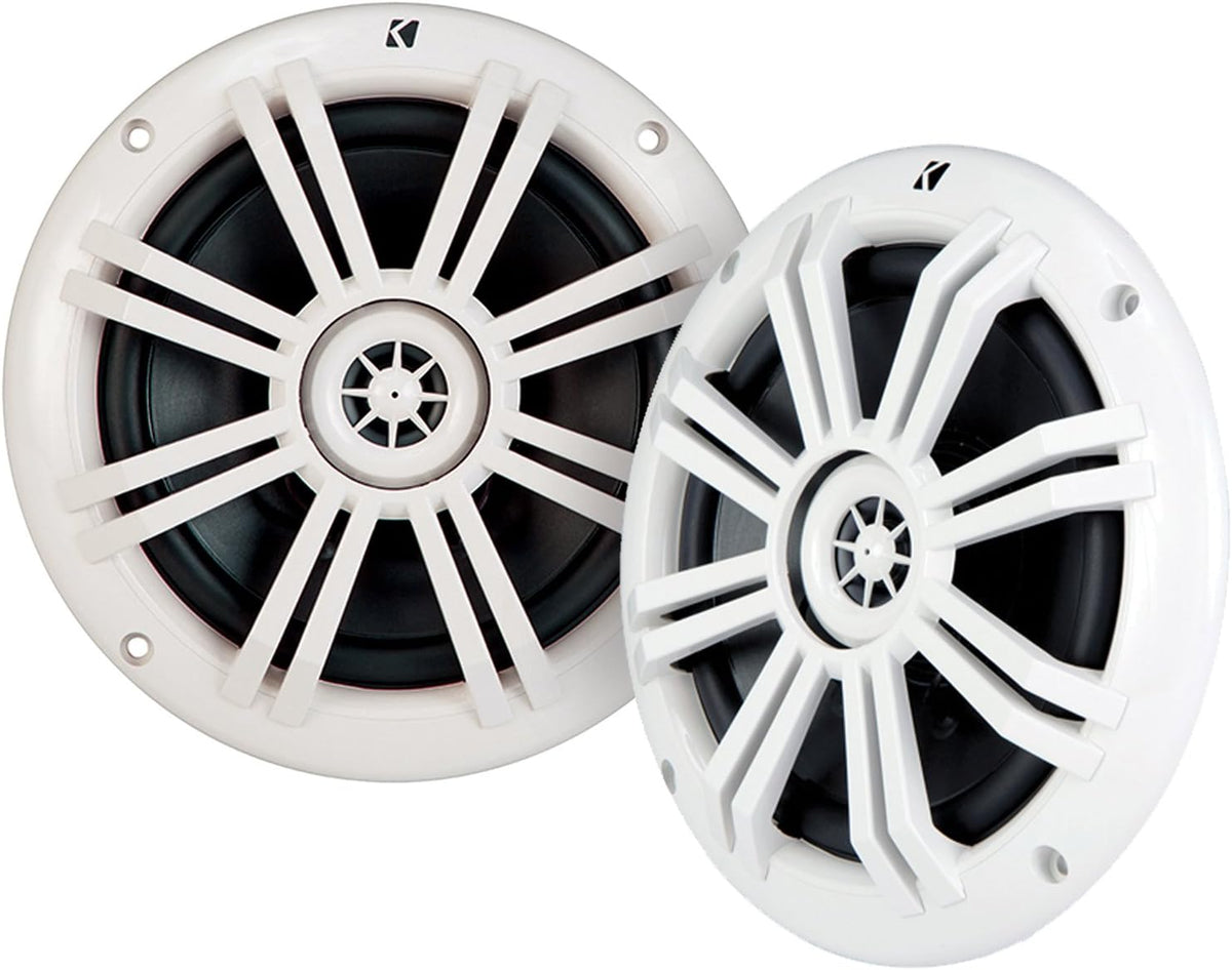 6.5 Marine Coaxial White Speakers with 4-Channel Marine Bluetooth Amplifier and 8 Gauge Wiring Kit W455
