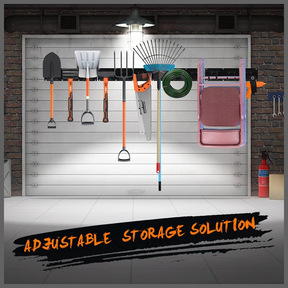 Heavy Duty Garage Storage Tool Organizer Rack with 9 Double Hooks, 64-Inch, 600LB, Pack of 2 E58676
