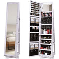 White Rotatable Jewelry Armoire with Full-length Mirror X82562