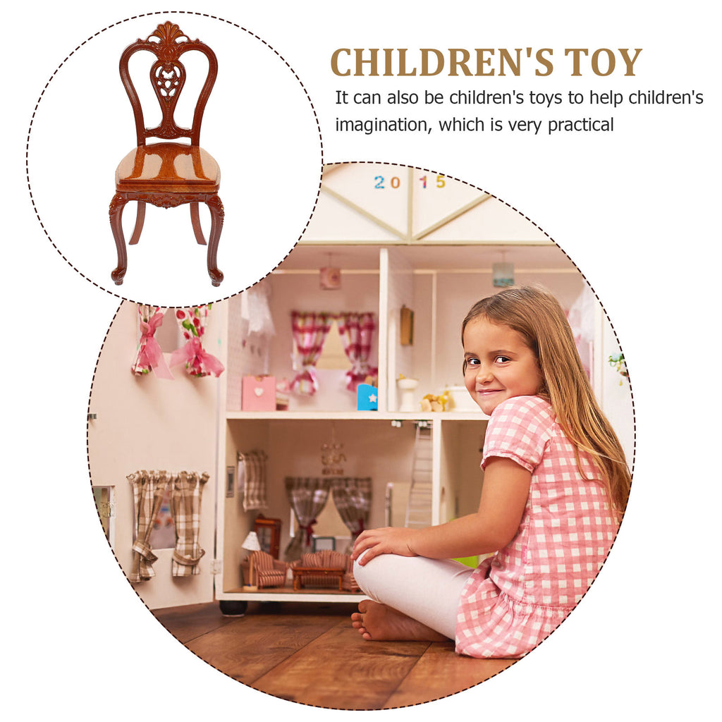 Mini Metal Wooden Chair Ornaments Dollhouse Furniture C87788