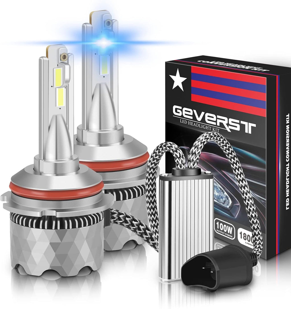 100W H13/9008 LED Headlight Bulbs, 6000K Cool White, IP68 Waterproof, Pack of 2 K92847