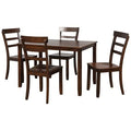 5 Piece Dining Set with Wood Table and Chairs, Brown X75375