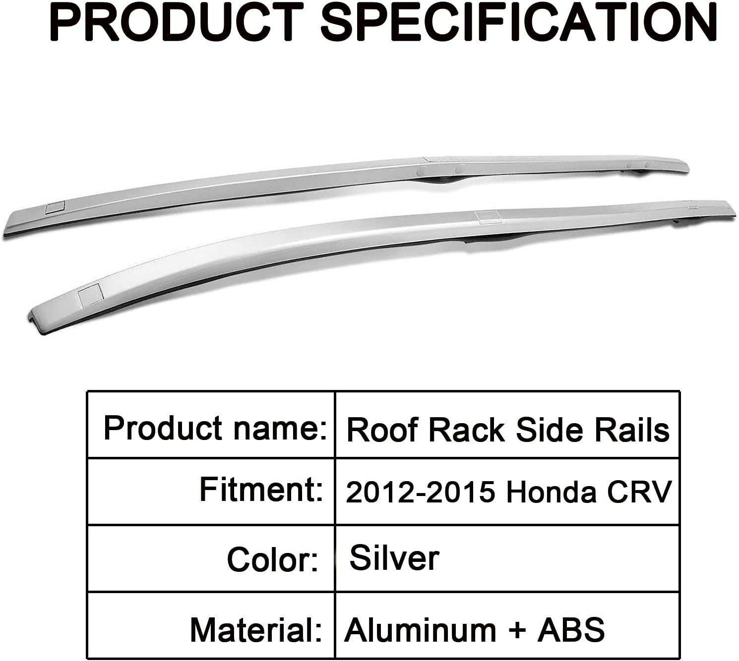 Silver 2 Pcs Car Roof Rack Side Rails A906