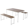 3 Piece Brown MDF Dining Set with Table and 2 Benches J838939