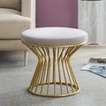 Gray Velvet Ottoman Footrest with Gold Metal Base S503