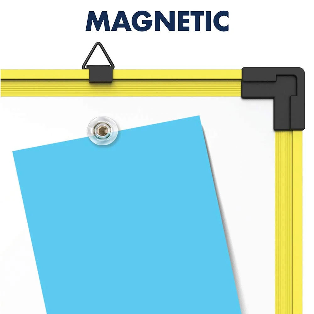 Whiteboard Wall Mountable 72.05 in x 48.03 in Magnetic Yellow Frame S233