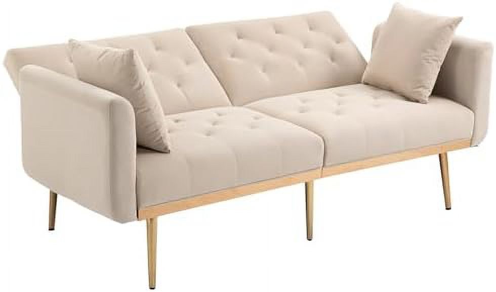Velvet Loveseat with 7 Gold Metal Legs Z54291