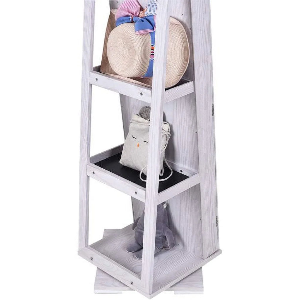 White Rotatable Jewelry Armoire with Full-length Mirror X82562