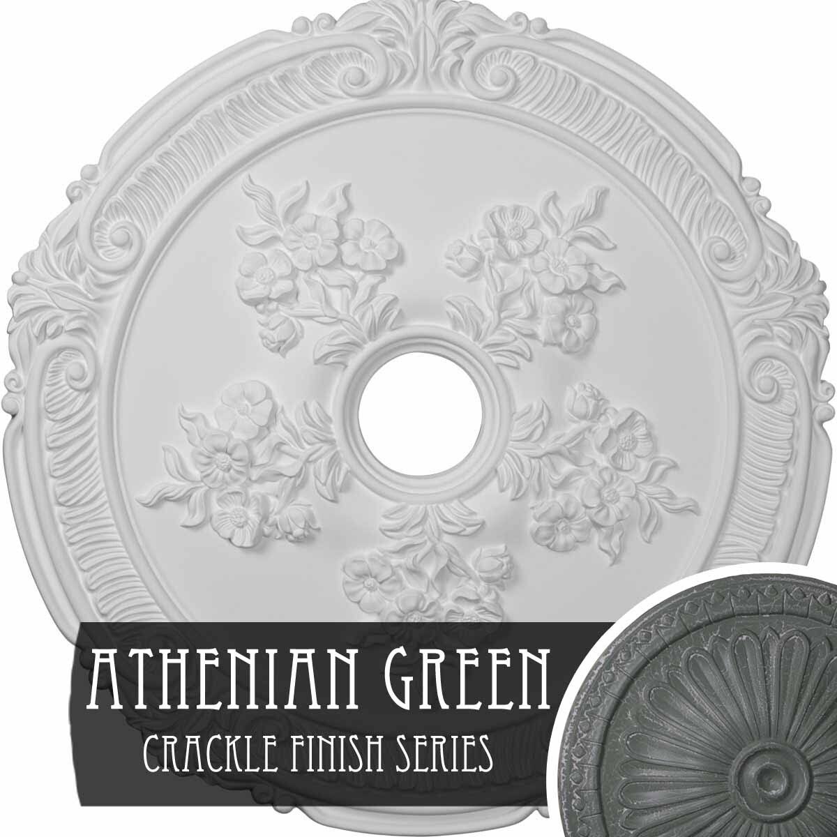 Hand-Painted Athenian Green Ceiling Medallion X558