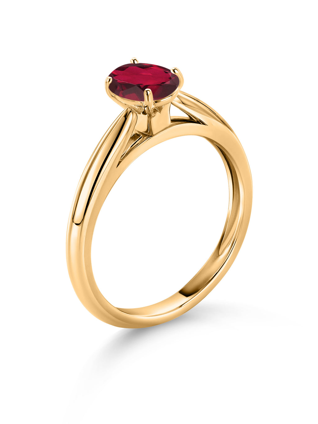 10K Yellow Gold Ruby Red Mystic Topaz Solitaire Engagement Ring Y22463