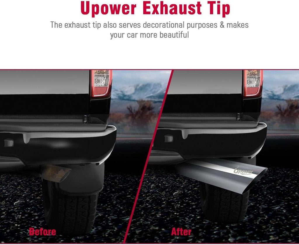 2.5" Inlet 3.5" Outlet 12" Long Stainless Steel Exhaust Tailpipe Tips Angle Cut Pack of 2 W4035