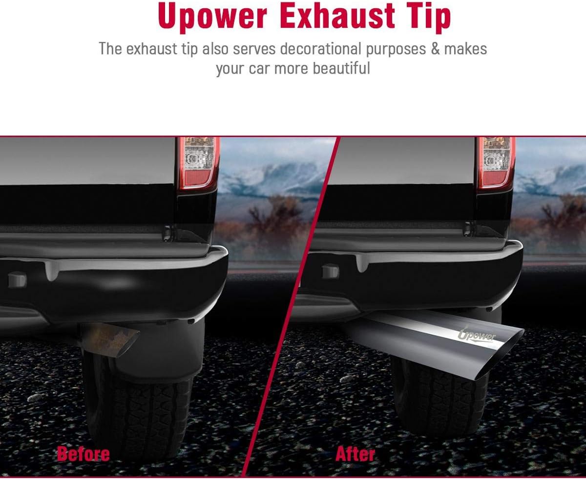 2.5" Inlet 3.5" Outlet 12" Long Stainless Steel Exhaust Tailpipe Tips Angle Cut Pack of 2 W4035