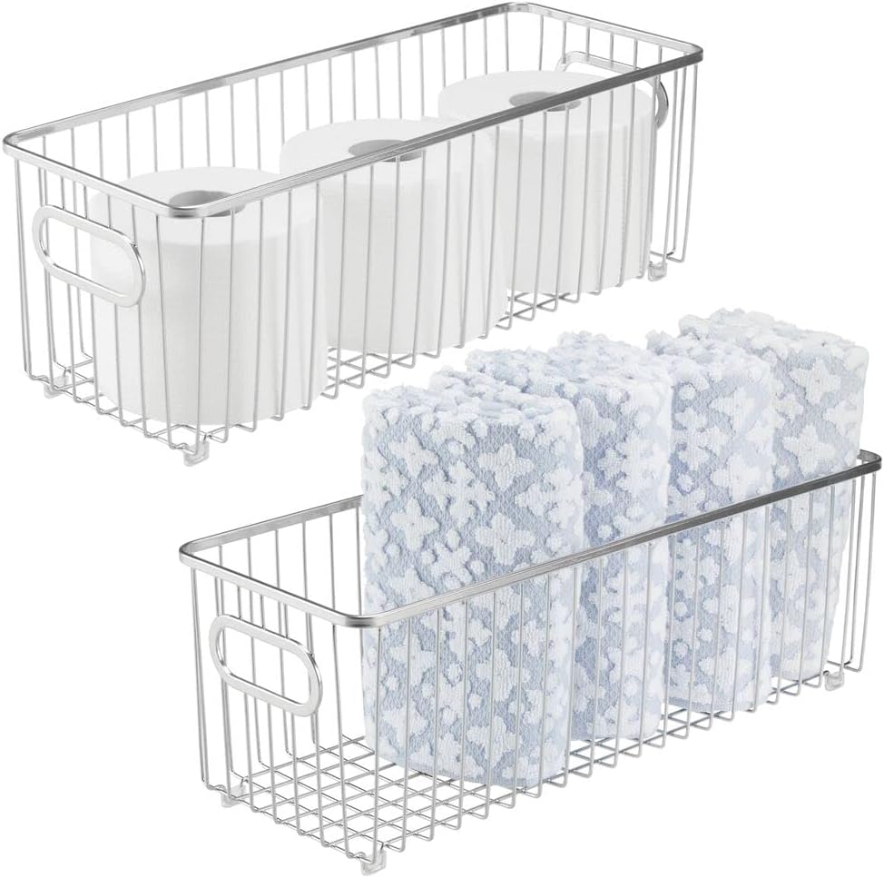 Bronze Metal Bathroom Storage Organizer Basket Bin, 2 Pack M241