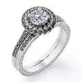 18K White Gold Plated Silver Double Halo Wedding Ring Set Z243