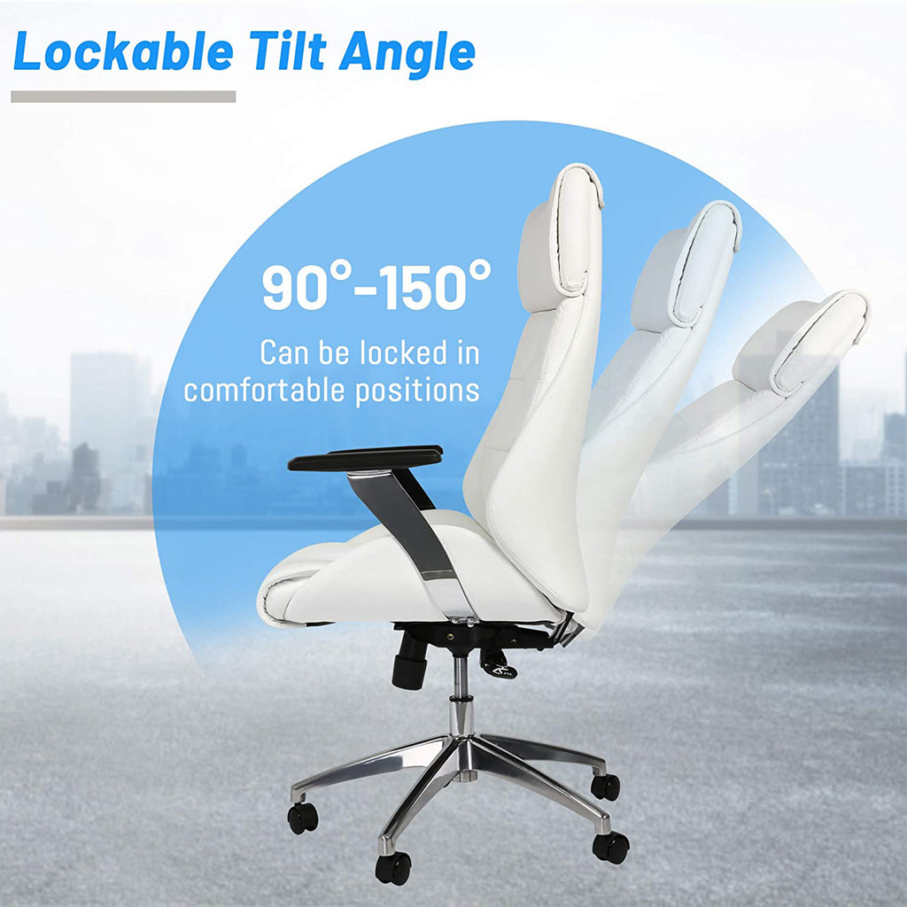 White Leather High Back Office Chair N7160