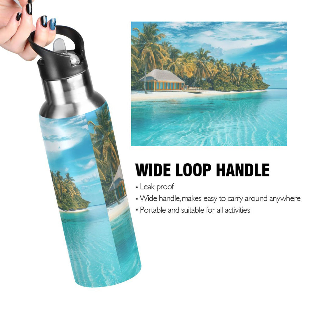 20 oz Insulated Stainless Steel Water Bottle with Straw Lid U468