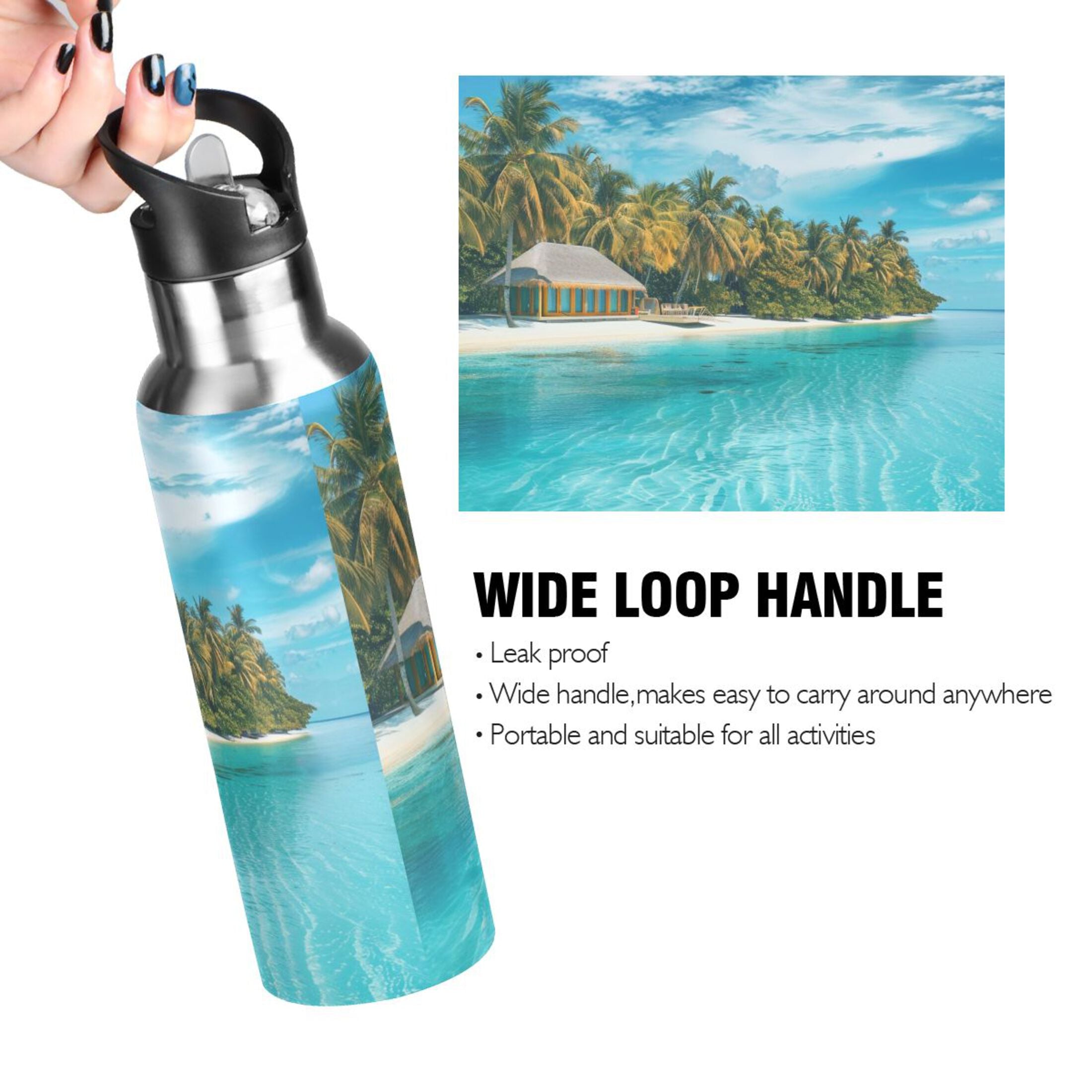 20 oz Insulated Stainless Steel Water Bottle with Straw Lid U468