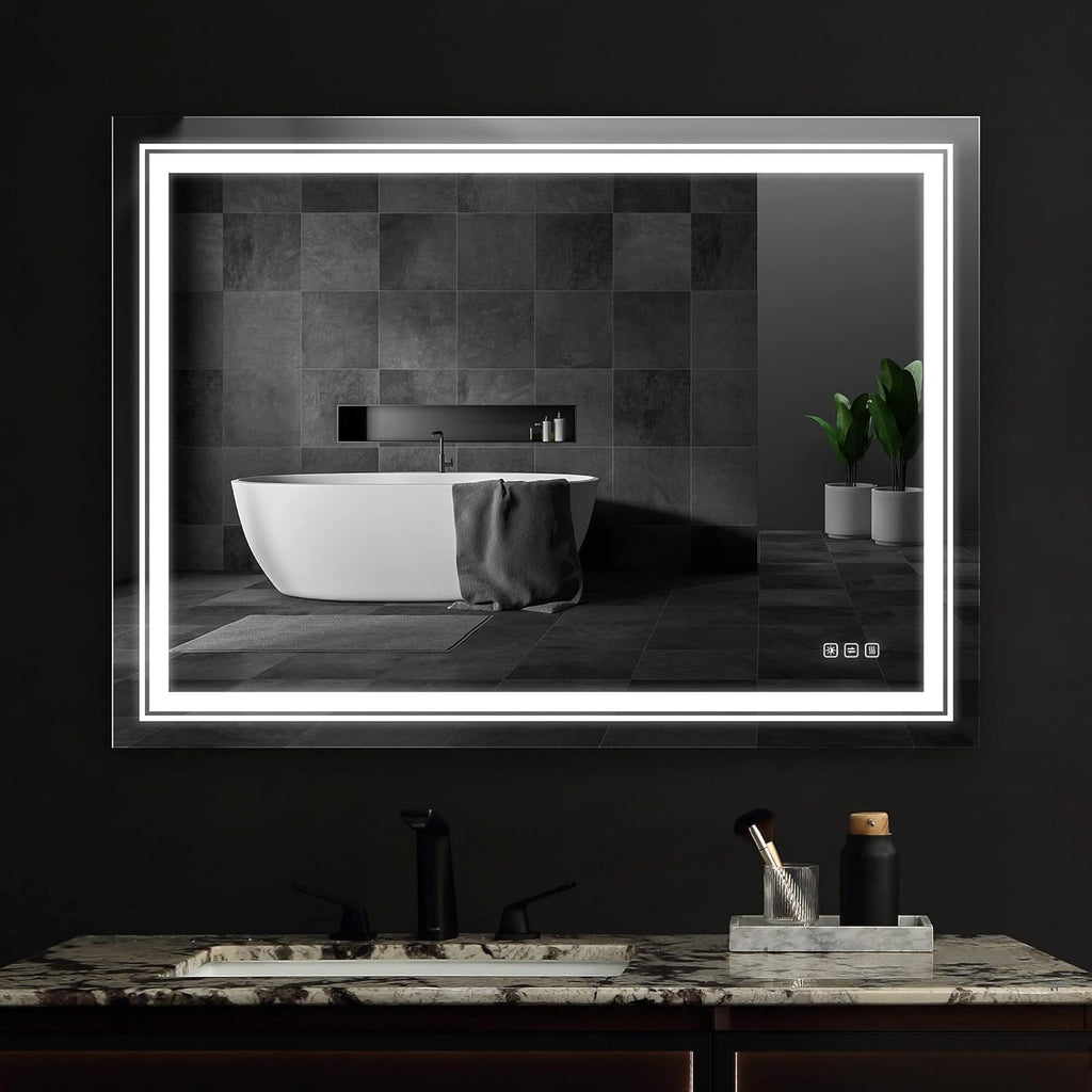 LED Mirror, 24x32 Inch Lighted Bathroom Mirror with Lights, Anti Fog, Dimmable, 3 Lighting Temperature Setting Q995007
