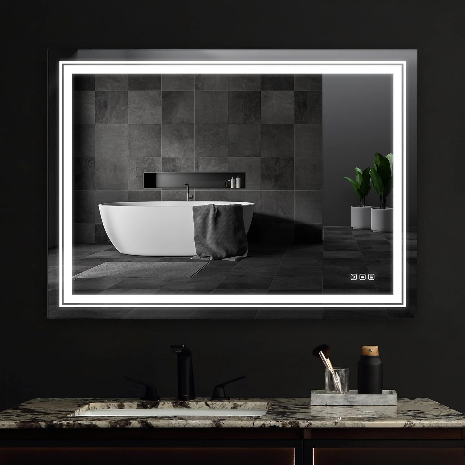 LED Mirror, 24x32 Inch Lighted Bathroom Mirror with Lights, Anti Fog, Dimmable, 3 Lighting Temperature Setting Q995007