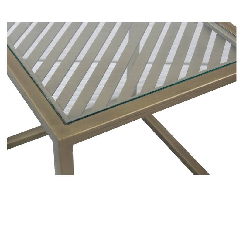 Gold Metal and Glass End Table Q33717