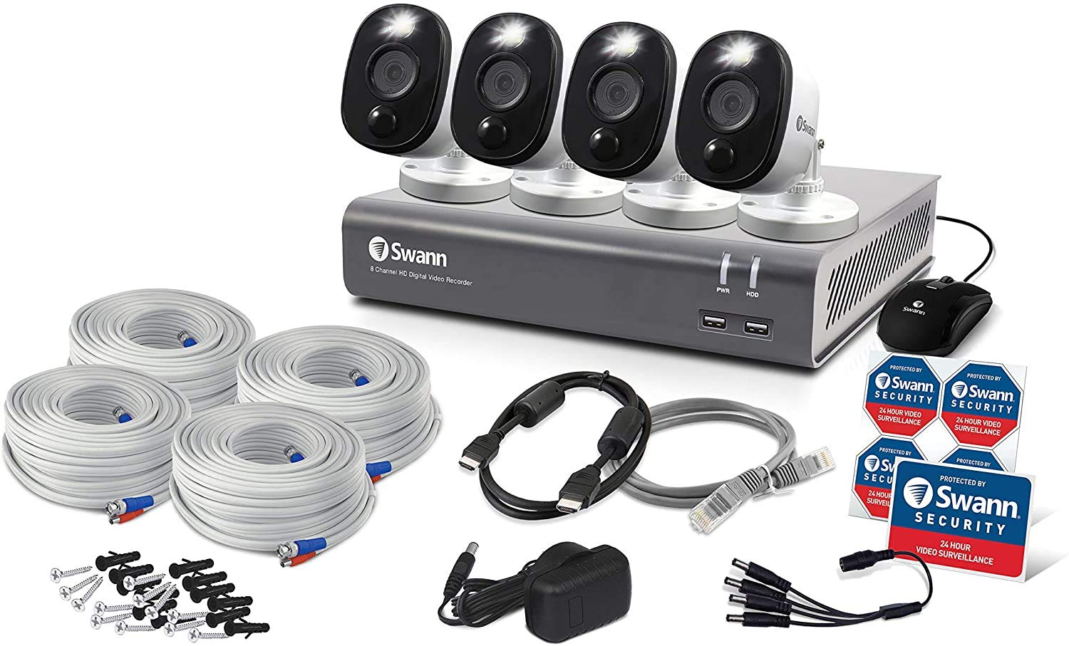 8 Channel 4 Camera Wired Security System 1080p HD DVR 1TB HDD Q195