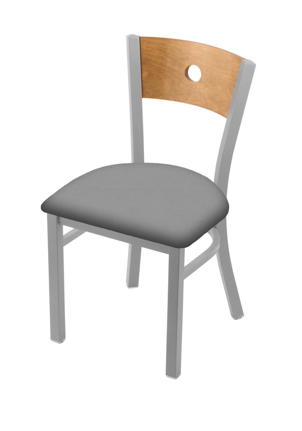 Medium Back Chair with Anodized Nickel Finish and Pine Seat X75889