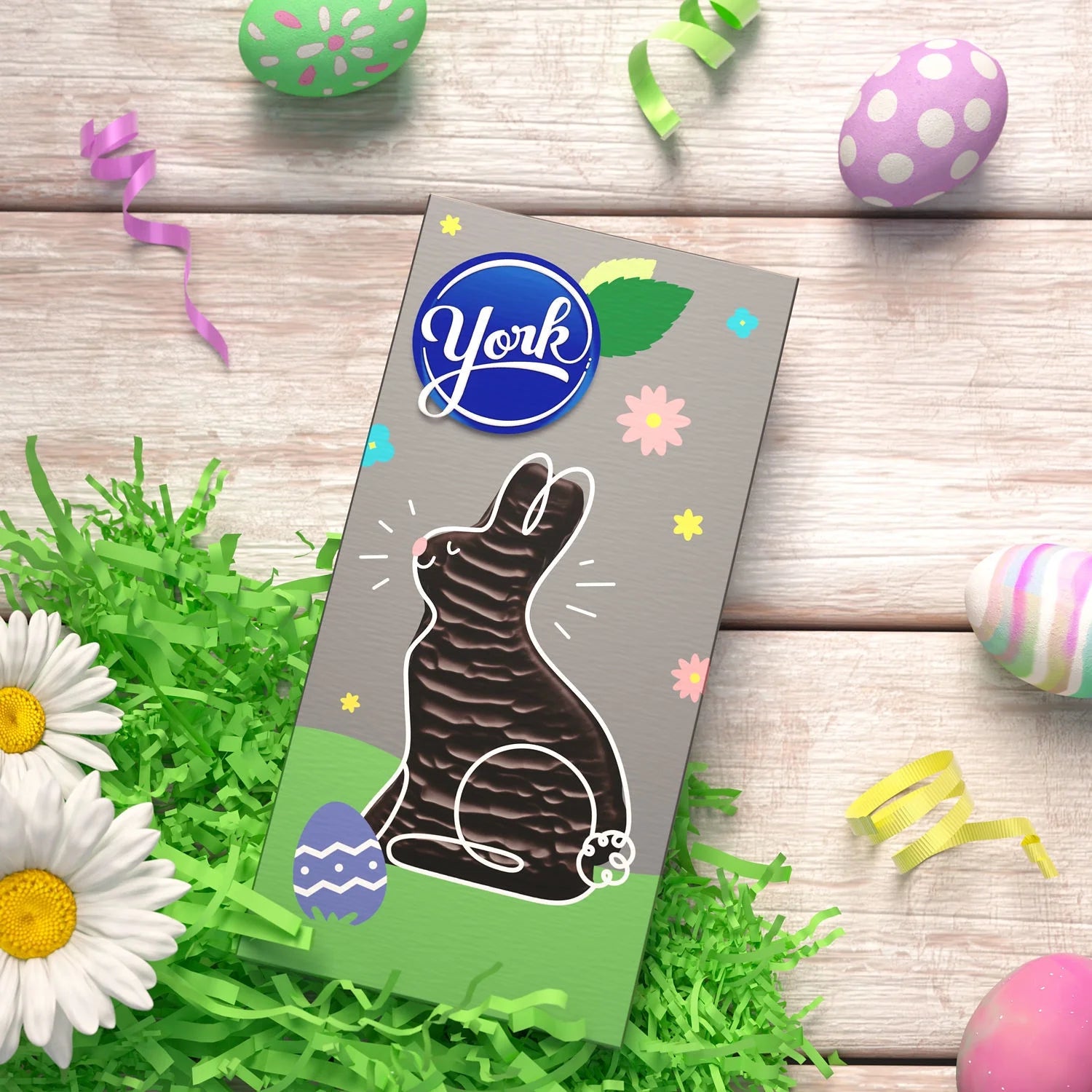 Dark Chocolate Peppermint Patties Bunny Easter Candy, 5 oz I770161