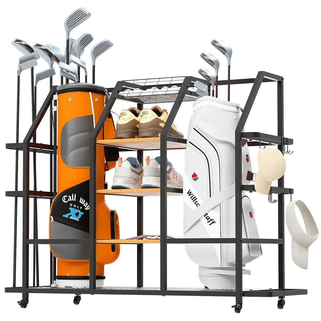 Extra Large Golf Bag Storage Rack with Locking Wheels G842