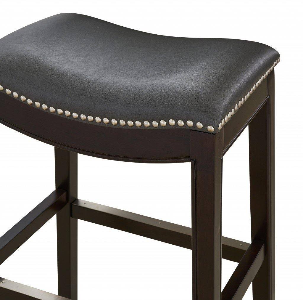 Espresso and Gray Saddle Style Counter Height Bar Stool Z2931