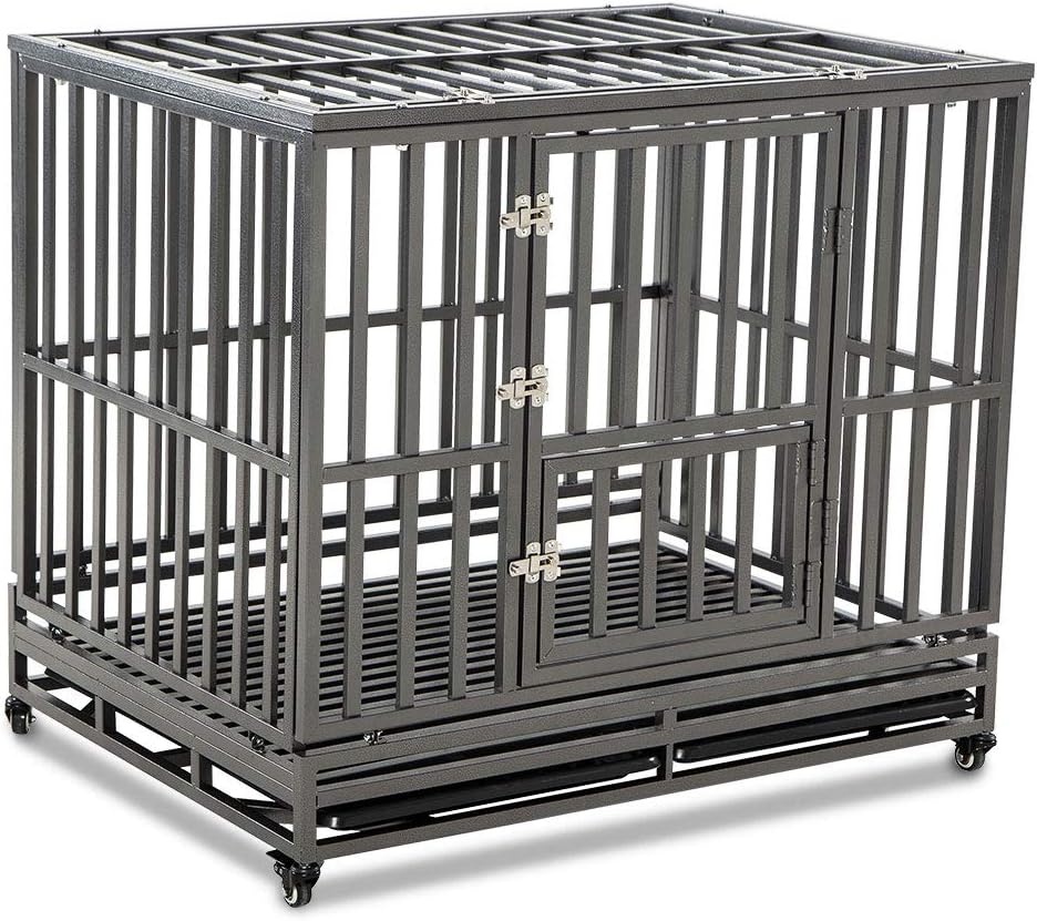 38 inch Silver Metal Dog Cage with Four Wheels S258036