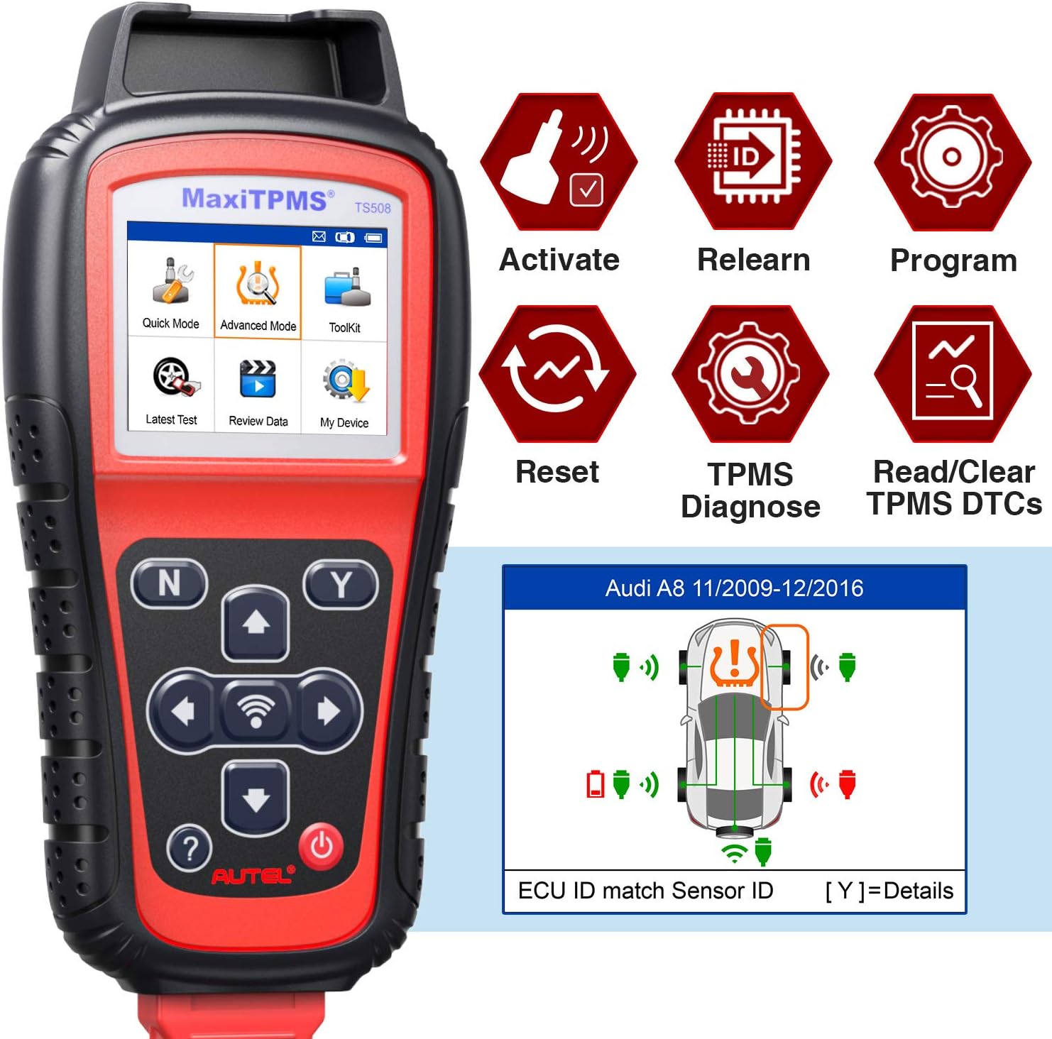 TPMS Relearn Tool with 2 Modes, MX-Sensor Activation/Relearn/Reset W372209